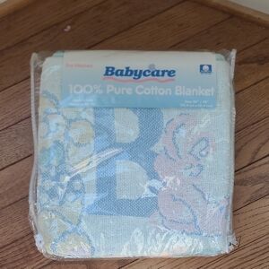Babycare 100% Pure Cotton ABC Woven Fringe Blanket Vintage NIP